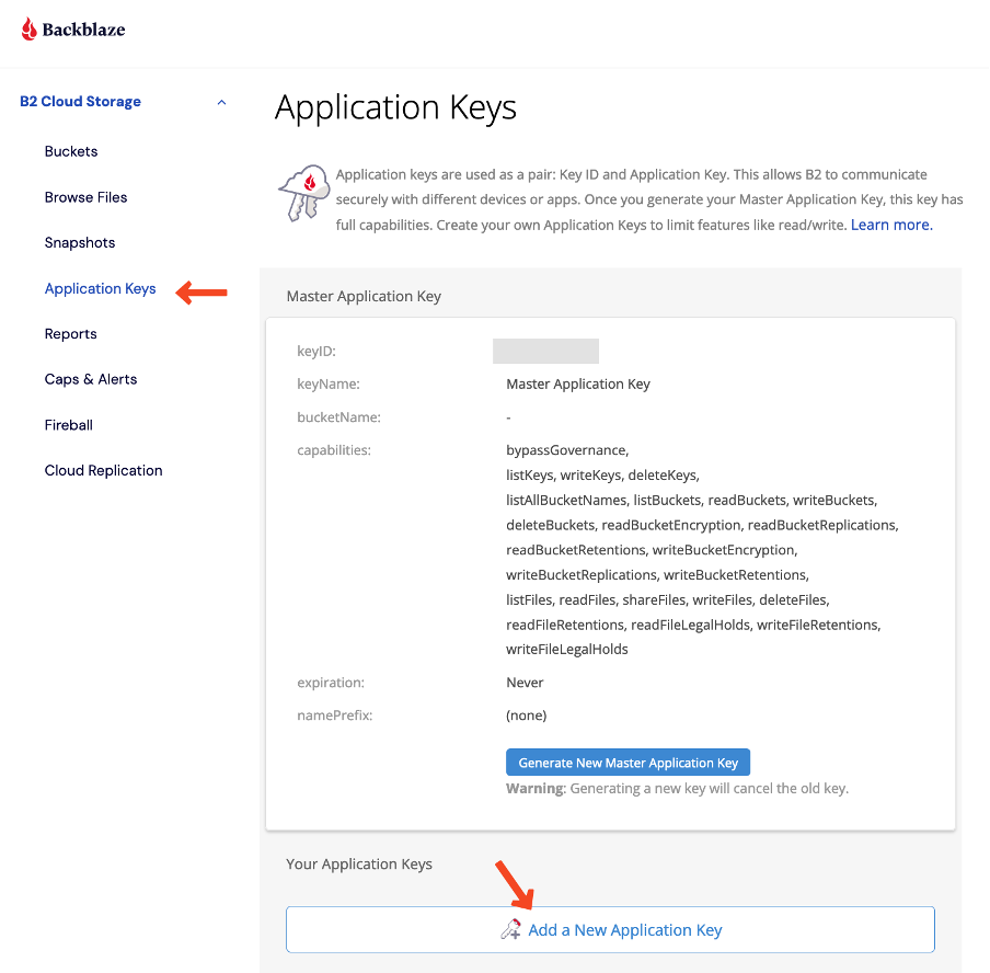 backblaze app key